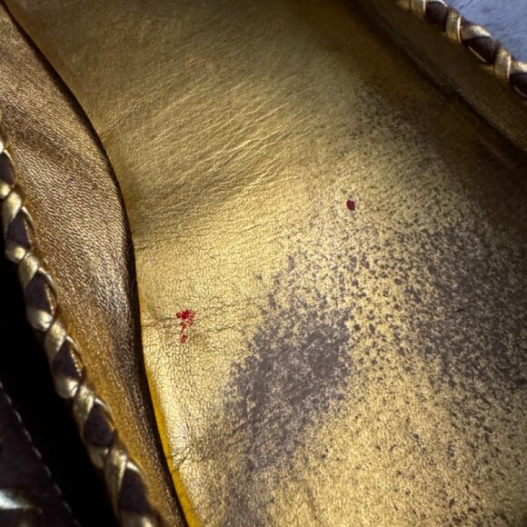 Authenticated Prada Peep Toe Ballet Flats Brown & Gold Size 39.5 / US 9.5 - Picture 15 of 16